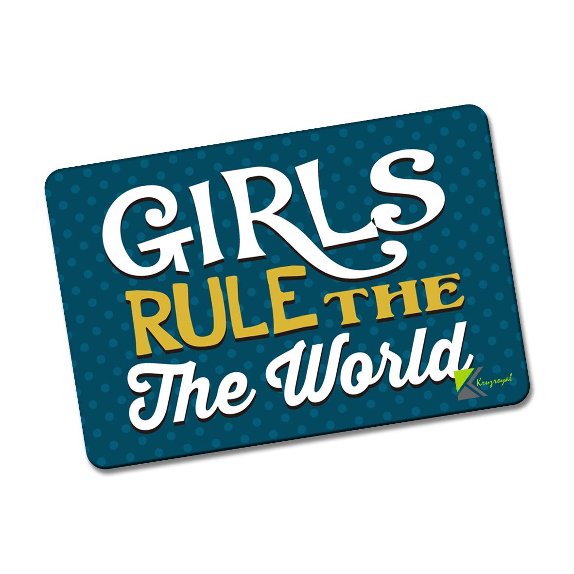 Kruzroyal FM200 GIRLS RULE THE WORLD Novelty Funny Gift Idea Glossy Rectangle Metal Fridge Magnet