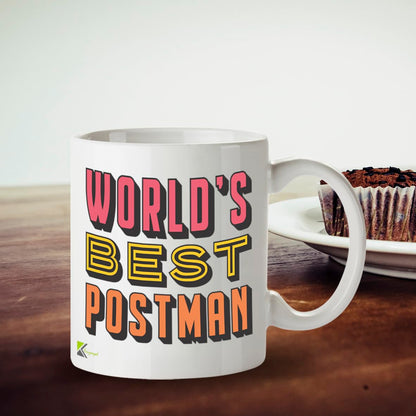 Kruzroyal DZ811 World's Best Postman Mug 11oz - Funny Coffee Cup & Thank You Gift for Mail Carrier, Postie Appreciation Present