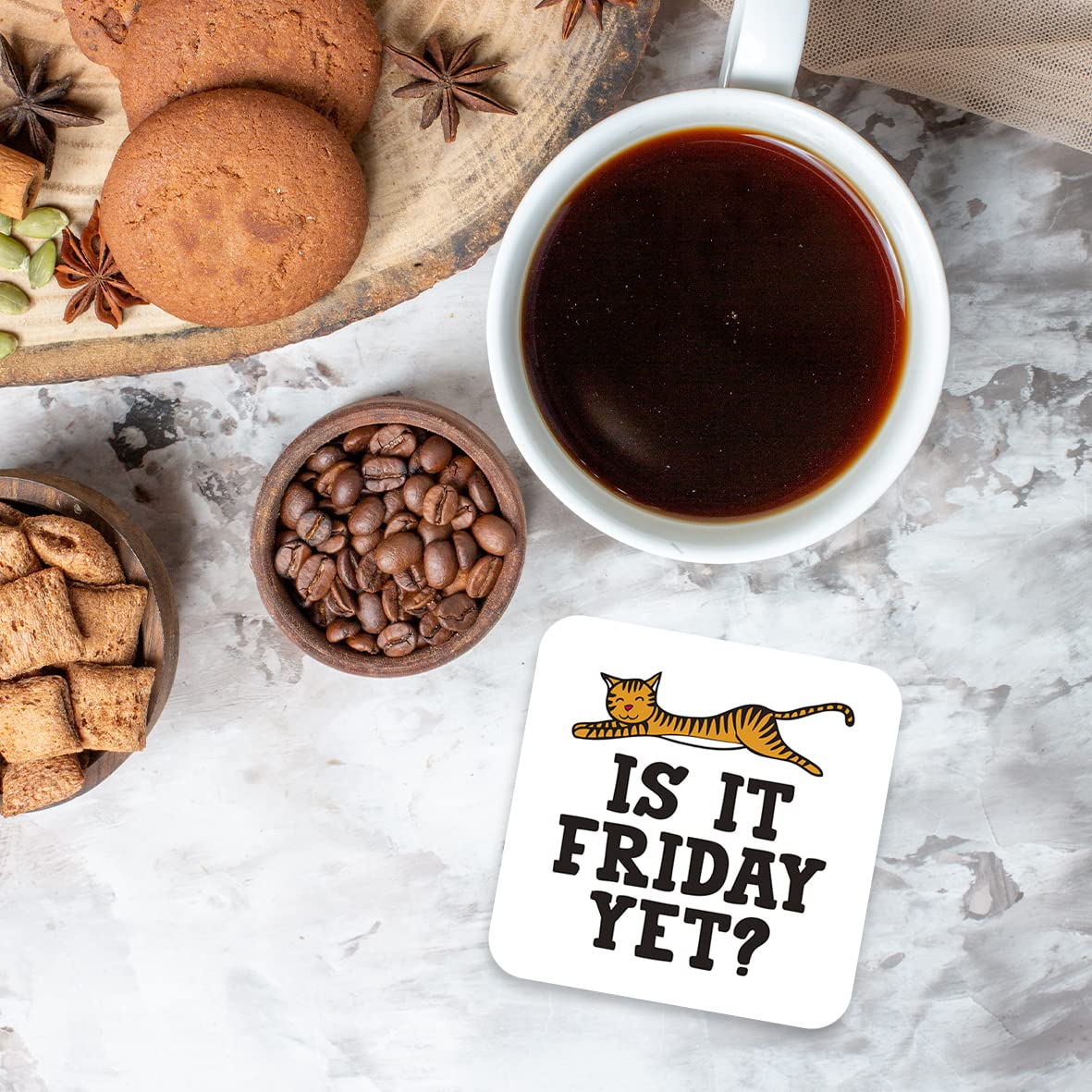 CS465 Is it Friday Yet? Novelty Funny Coffee Tea Drink Gift Glossy MDF Wooden Coaster
