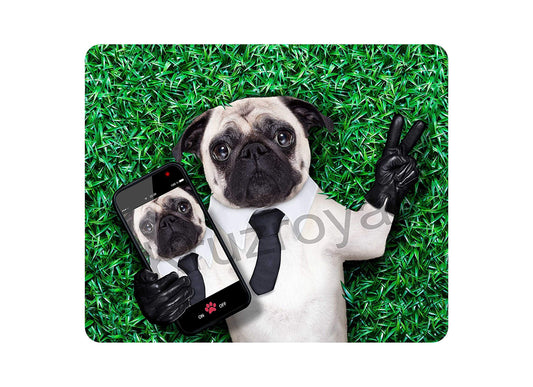 Cheeky Pug Taking Selfie Funny Mousemat / Pad Anti Slip Computer PC Mouse Mat
