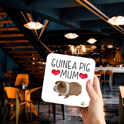 CS864 Guinea Pig Mum Novelty Funny Coffee Tea Drink Gift Glossy MDF Wooden Coaster for Guinea Pig Lover, Owner, Her - Birthday, Pet Themed Desk Accessory