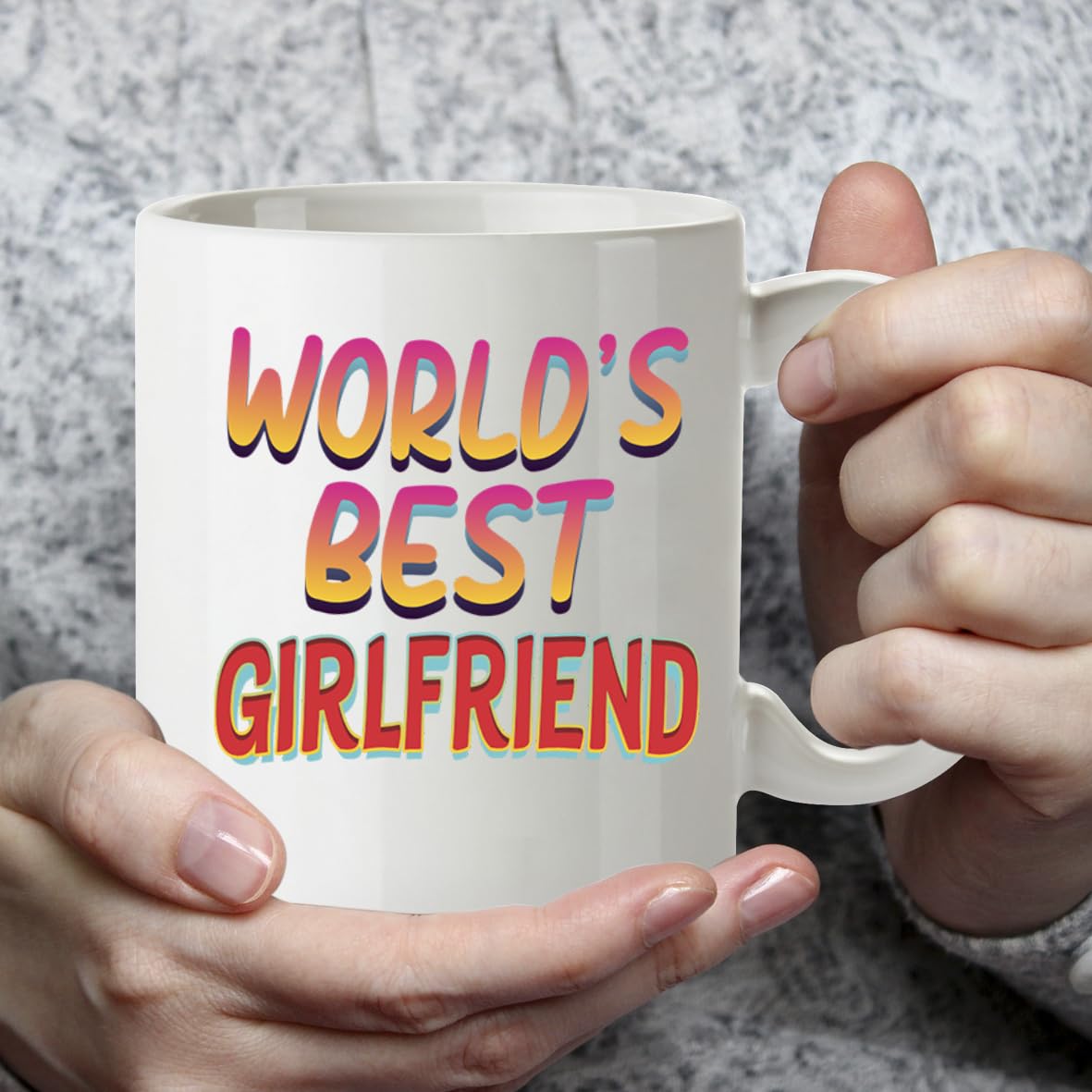Kruzroyal DZ836 World's Best Girlfriend Mug 11oz - White Ceramic Coffee & Tea Cup - Romantic Birthday, Anniversary, Valentine's Present for Her