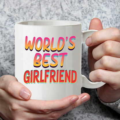 Kruzroyal DZ836 World's Best Girlfriend Mug 11oz - White Ceramic Coffee & Tea Cup - Romantic Birthday, Anniversary, Valentine's Present for Her