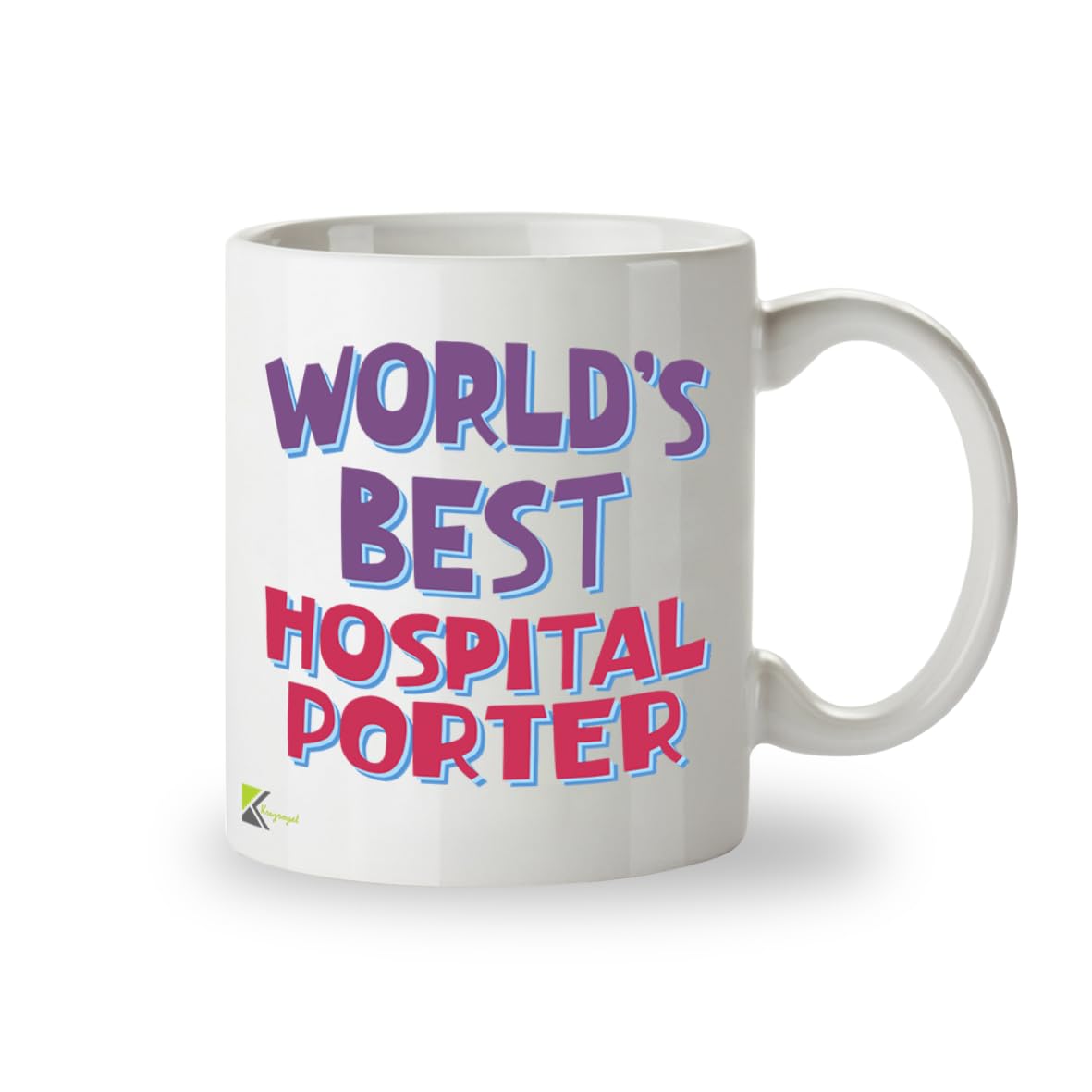 Kruzroyal DZ830 World's Best Hospital Porter Mug 11oz - White Ceramic Coffee & Tea Cup - NHS Thank You, Birthday, Leaving Present for Colleague
