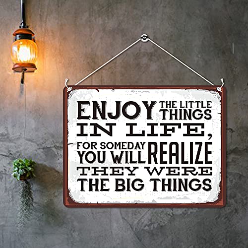 Kruzroyal MP096 Enjoy the little things in life, for someday you will Realize they were the big things Funny Novelty Retro Vintage Metal Wall Sign Plaque 20cm x 15cm