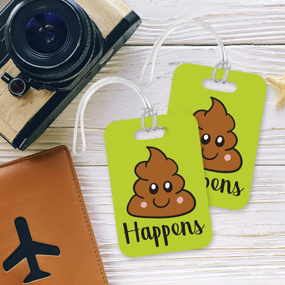 LT044 Shit Happens Novelty Funny Unique Designer Gift Glossy Plastic Suitcase Luggage Tag