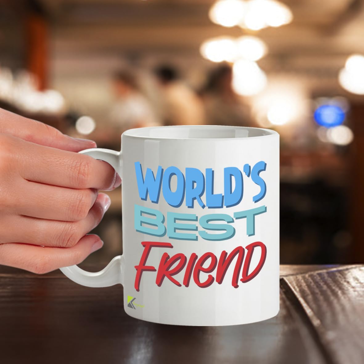 Kruzroyal DZ823 World's Best Friend Mug 11oz - White Ceramic Coffee & Tea Cup for Bestie, Best Mate - Birthday, Friendship Present for Him or Her