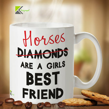 Kruzroyal DZ239 Horses are a Girls Best Friend Funny Novelty Great Gift Idea Coffee Tea Mug