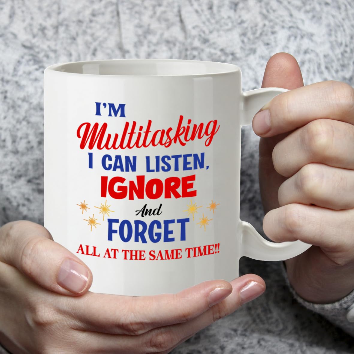 Kruzroyal I'm Multitasking Funny Mug - Sarcastic Office Humour Cup Great Gag Gift for Work Colleague Men Women