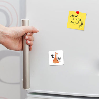FM022 Behind every great person, There is a Great Cat/Cat Lover Novelty Funny Idea Glossy Metal Square Fridge Magnet