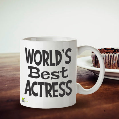 Kruzroyal DZ827 World's Best Actress Mug 11oz - White Ceramic Coffee & Tea Cup for Actors, Drama Students - Ideal Birthday, Good Luck Present