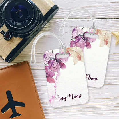 PLT230 Personalised Any Name Flower Design Ladies Girl Novelty Funny Unique Designer Gift Glossy Plastic Suitcase Luggage Tag