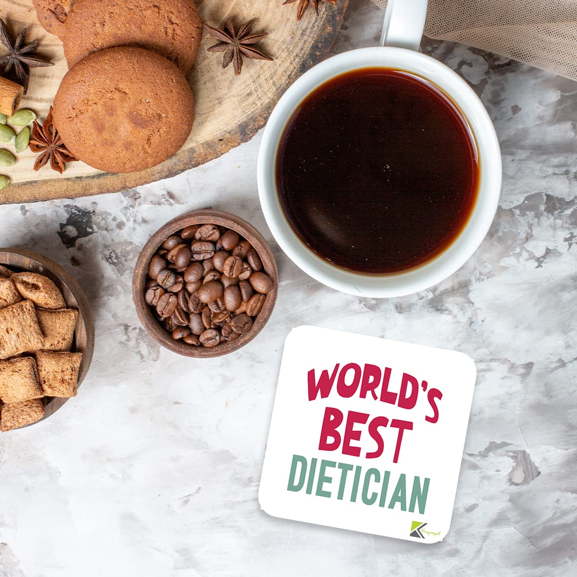 WB082 World's Best Dietician MDF Wooden Coaster by Kruzroyal | Gift for Dietician | Unique Novelty Present | 9cm x 9cm | Coffee Tea MDF Wooden Coaster