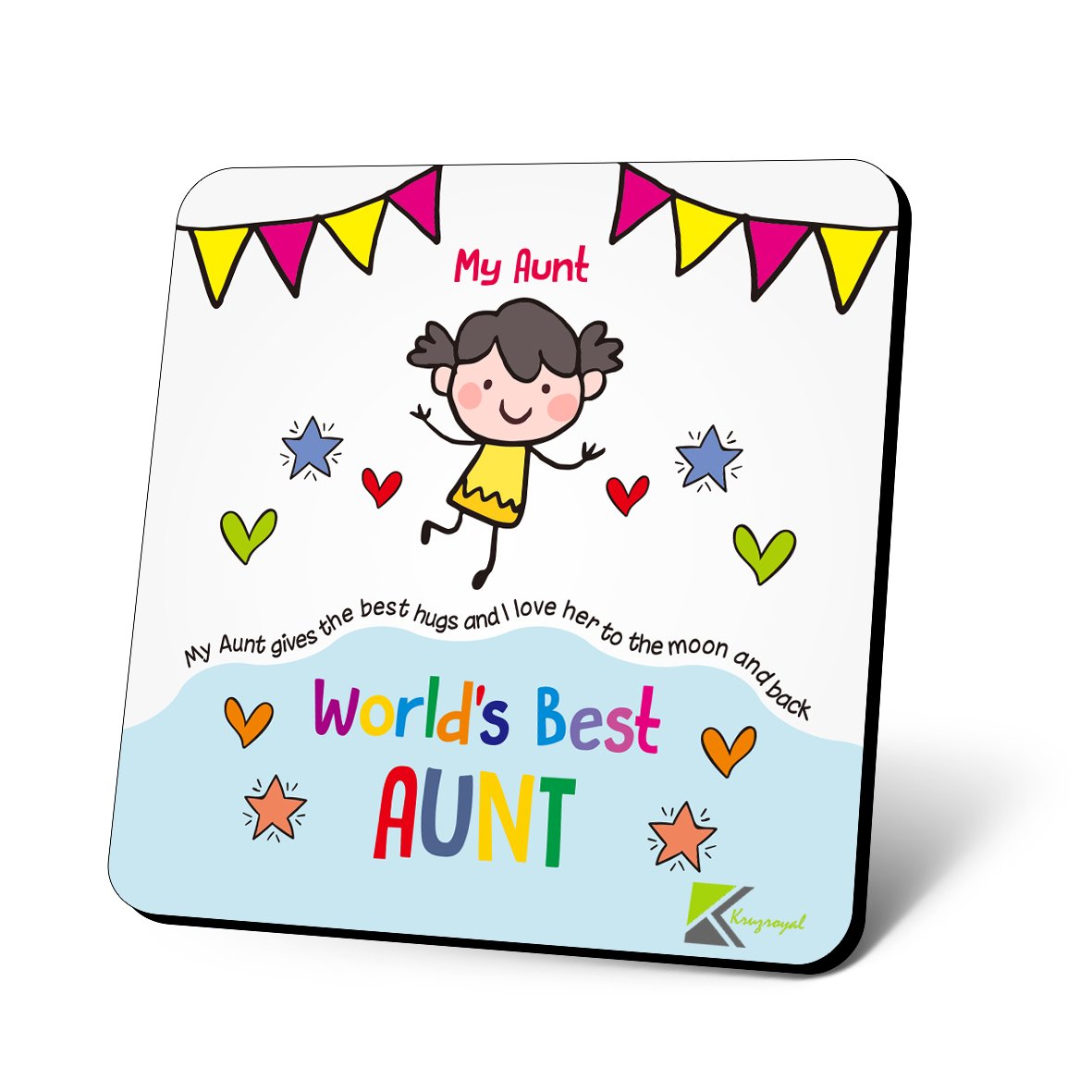 CS687 World's Best Aunt Novelty Funny Coffee Tea Drink Gift Glossy MDF Wooden Coaster