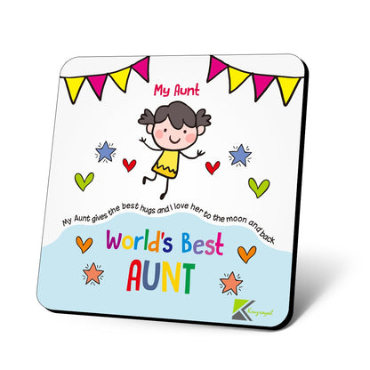 CS687 World's Best Aunt Novelty Funny Coffee Tea Drink Gift Glossy MDF Wooden Coaster