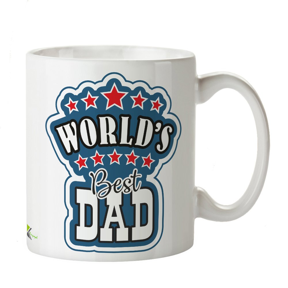 Kruzroyal World's Best Dad Mug, Classic Text Design, Novelty Father's Day Gift for Him, Daddy or Papa, White Ceramic Coffee Cup, 11 oz
