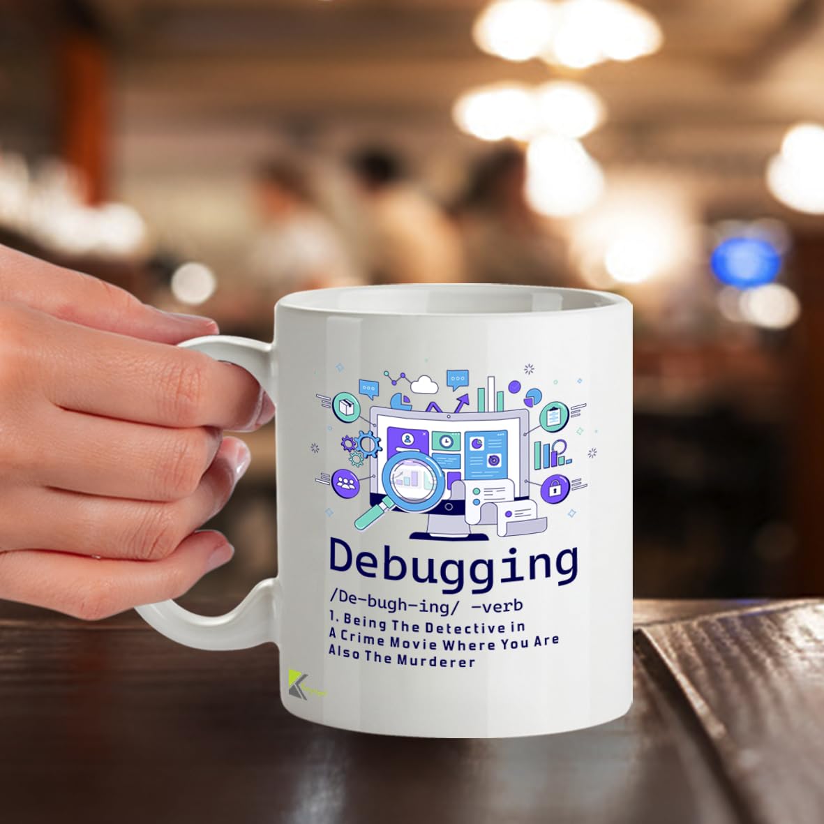 Kruzroyal DZ944 Debugging Definition Coffee Mug - Funny 11oz White Ceramic Computer Programmer Gift, IT Tech Humor, Coding & Engineering Joke Cup for Men Women