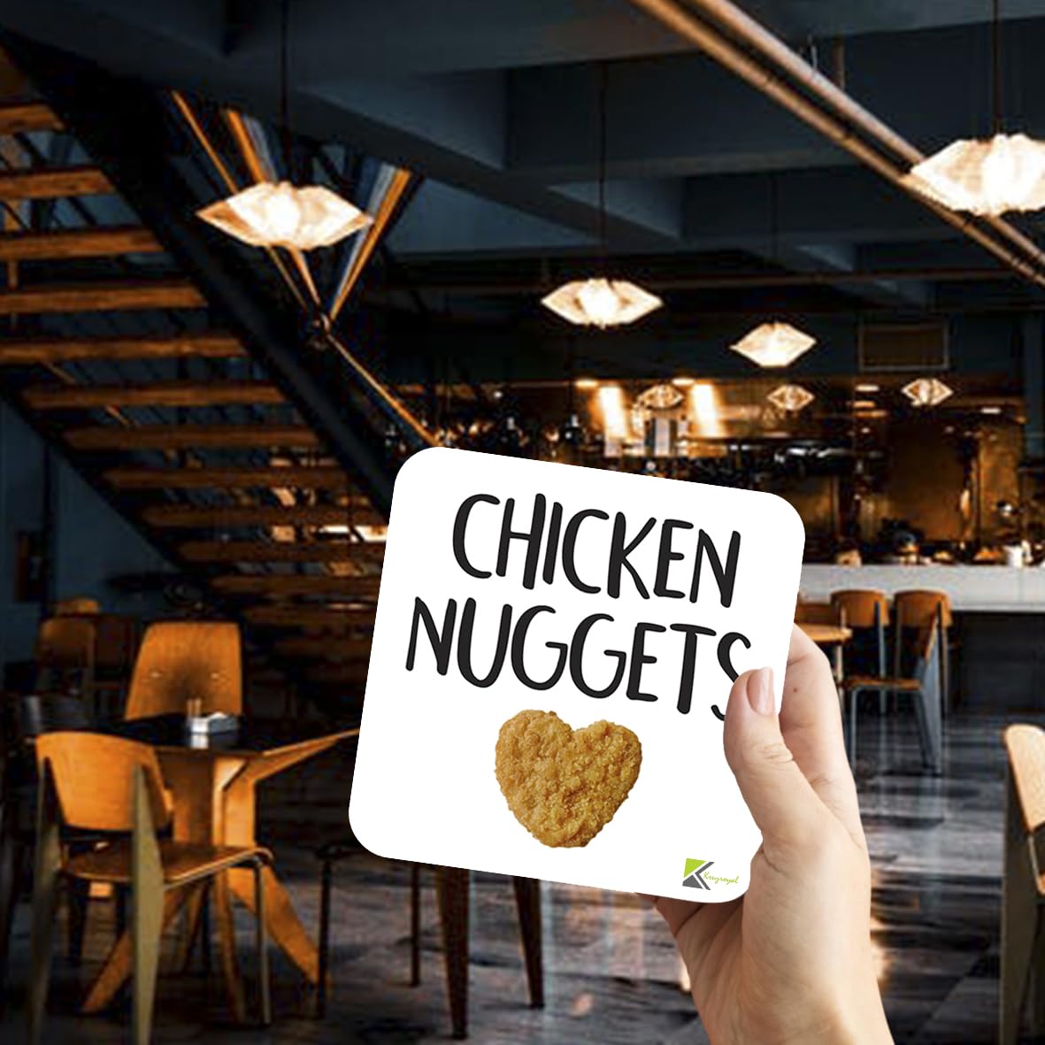 CS850 Chicken Nuggets Novelty Funny Coffee Tea Drink Gift Glossy MDF Wooden Coaster | Gifts for Men, Women, Friend, Foodie | Funny Gag Gift & Stocking Filler