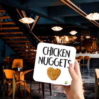 CS850 Chicken Nuggets Novelty Funny Coffee Tea Drink Gift Glossy MDF Wooden Coaster | Gifts for Men, Women, Friend, Foodie | Funny Gag Gift & Stocking Filler