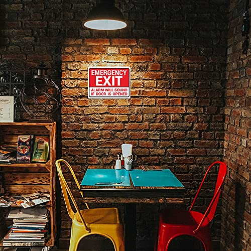 Kruzroyal MP458 Emergency Exit : Alarm will sound if door is opened Funny Novelty Retro Vintage Metal Wall Sign Plaque 20cm x 15cm