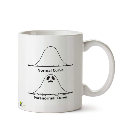 Kruzroyal Normal Curve Paranormal Curve Mug | Funny Statistics Ghost Humour Ceramic Coffee Tea Cup Gift for Math Teacher, Science Nerd, Student