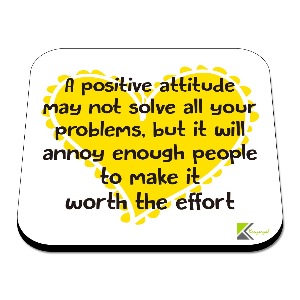 CS415 A Positive Attitude Novelty Funny Coffee Tea Drink Gift Glossy MDF Wooden Coaster