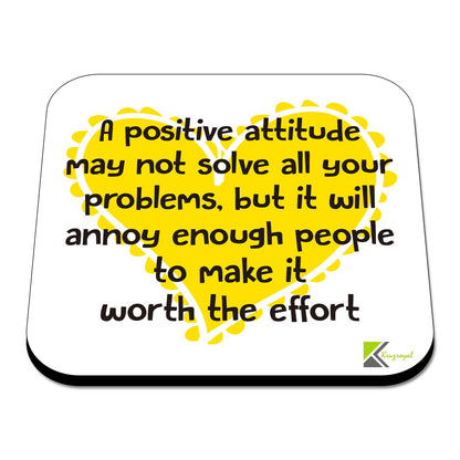 CS415 A Positive Attitude Novelty Funny Coffee Tea Drink Gift Glossy MDF Wooden Coaster