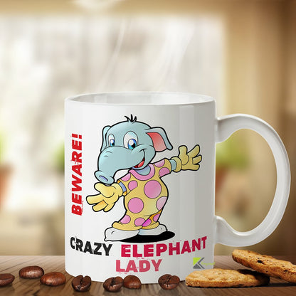 Kruzroyal Crazy Elephant Lady Mug | Funny Novelty Great Gift Idea Coffee Tea Mug 11Oz