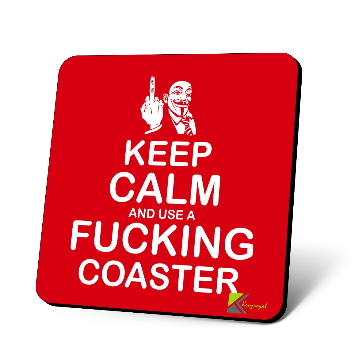 CS822 Keep Calm and Use A Fu*King Coaster Novelty Funny Coffee Tea Drink Gift Glossy MDF Wooden Coaster