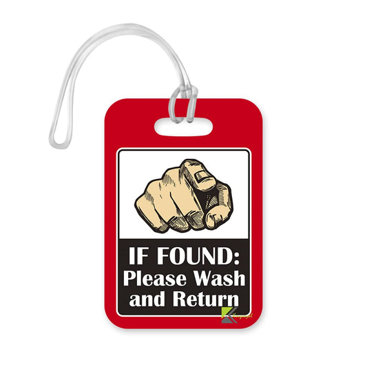 LT290 If Found: Please Wash and Return Novelty Funny Unique Designer Gift Glossy Plastic Suitcase Luggage Tag