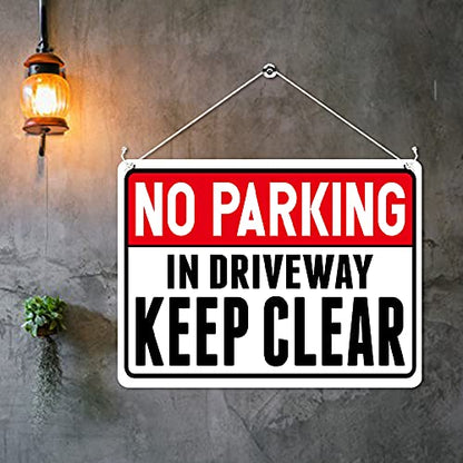 Kruzroyal MP357 NO PARKING, In driveway keep clear. Funny Novelty Retro Vintage Metal Wall Sign Plaque 20cm x 15cm
