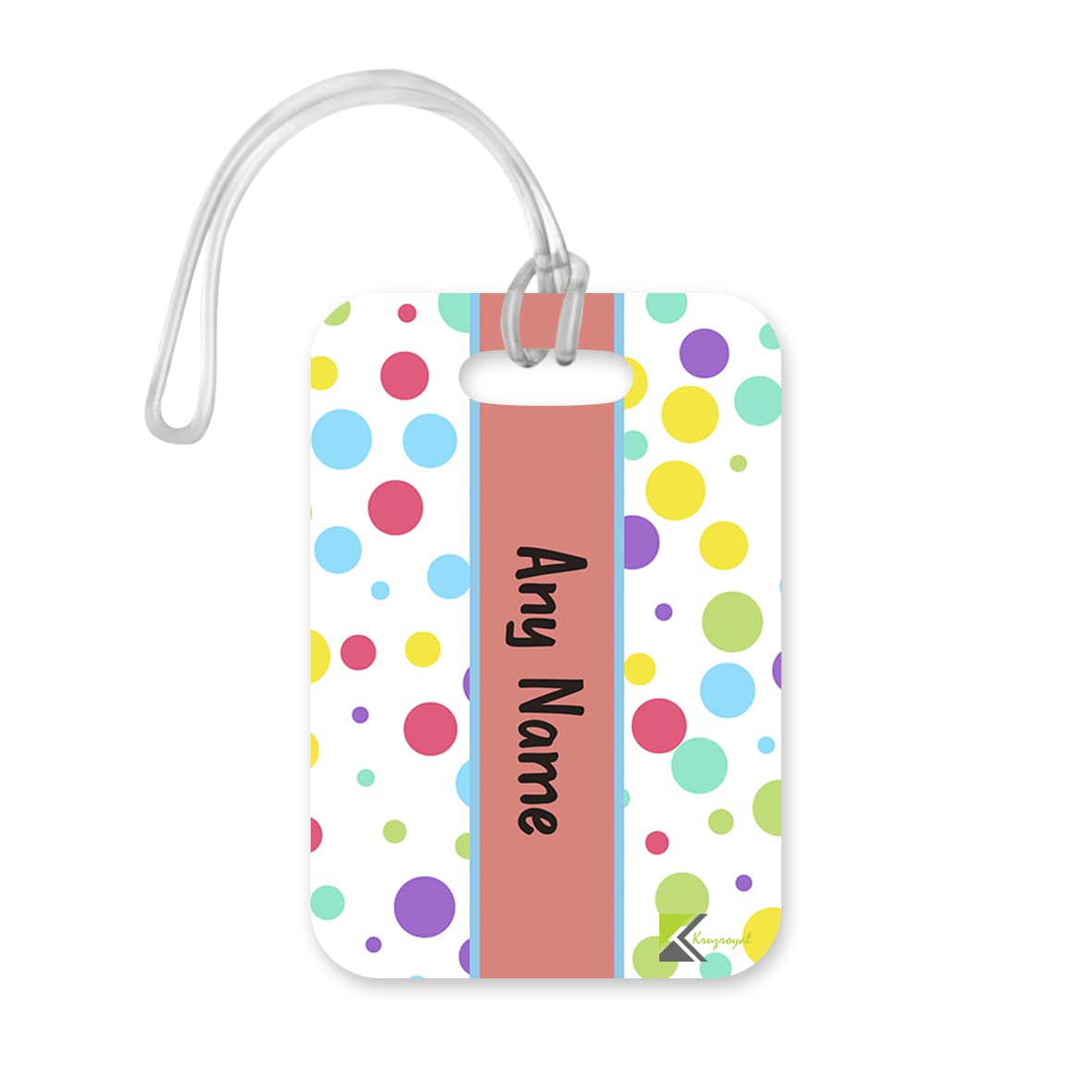 PLT291 Personalised Name with Polka dots Novelty Funny Unique Designer Gift Glossy Plastic Suitcase Luggage Tag