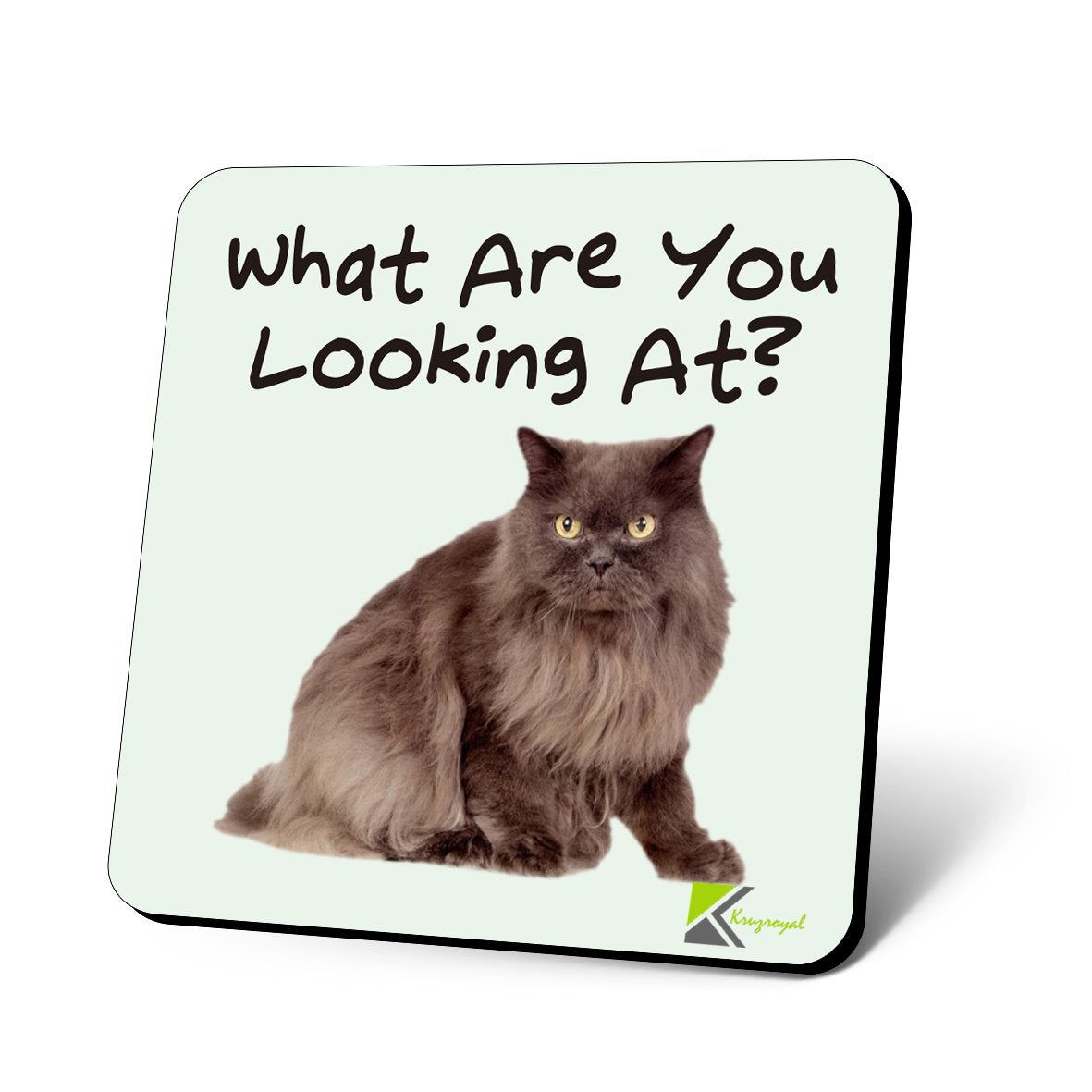 CS637 What are You Looking at? Novelty Funny Coffee Tea Drink Gift Glossy MDF Wooden Coaster