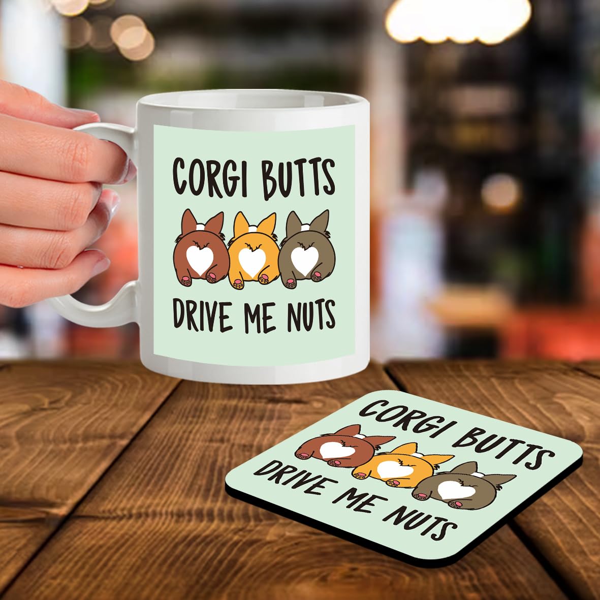 Kruzroyal SM030 Corgi Butts Drive Me Nuts - 11OZ Mug & Matching Coaster Set