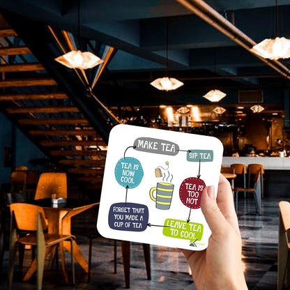 CS894 Tea logic Novelty Funny Coffee Tea Drink Gift Glossy MDF Wooden Coaster | 'The Cycle of Tea' Logic Flowchart – Gifts for Him, Her, Friend, Colleague | Birthday & Stocking Filler