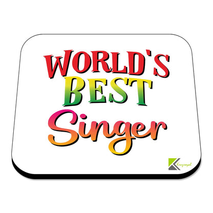 WB088 World's Best Singer MDF Wooden Coaster by Kruzroyal | Gift for Singer | Unique Novelty Present | 9cm x 9cm | Coffee Tea MDF Wooden Coaster