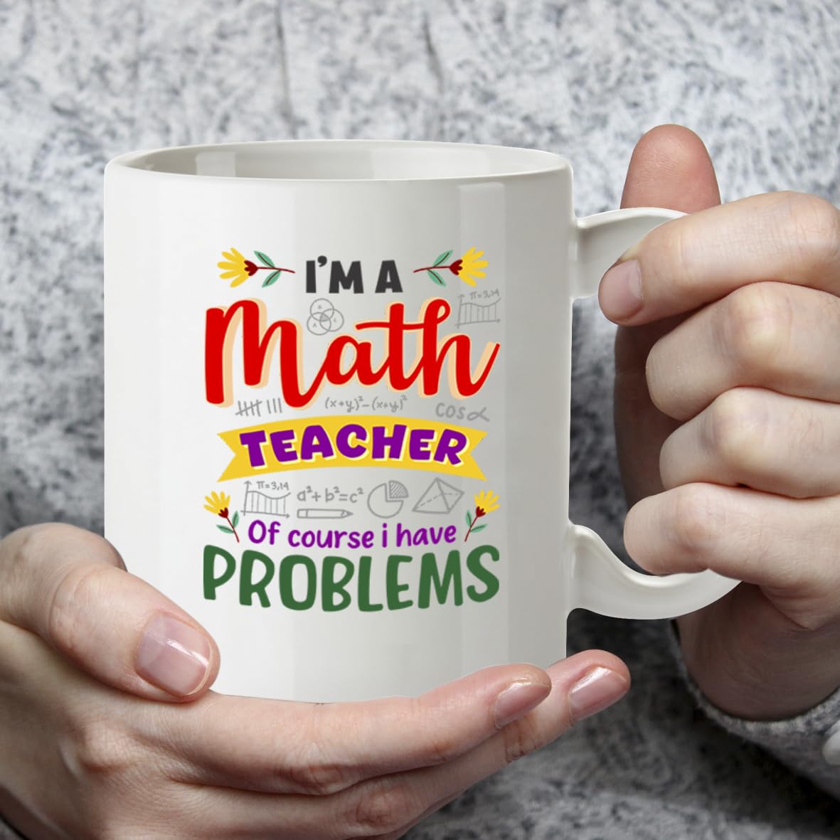 Kruzroyal Funny Maths Teacher Mug I Have Problems Pun - 11oz Ceramic Coffee Tea Cup Gift for Teachers Men Women - Dishwasher Microwave Safe Teacher Appreciation Present