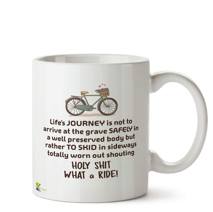 Kruzroyal Life's Journey Funny Mug | What A Ride Adventure Quote Ceramic Coffee Tea Cup Gift for Adventurer, Biker, Free Spirit