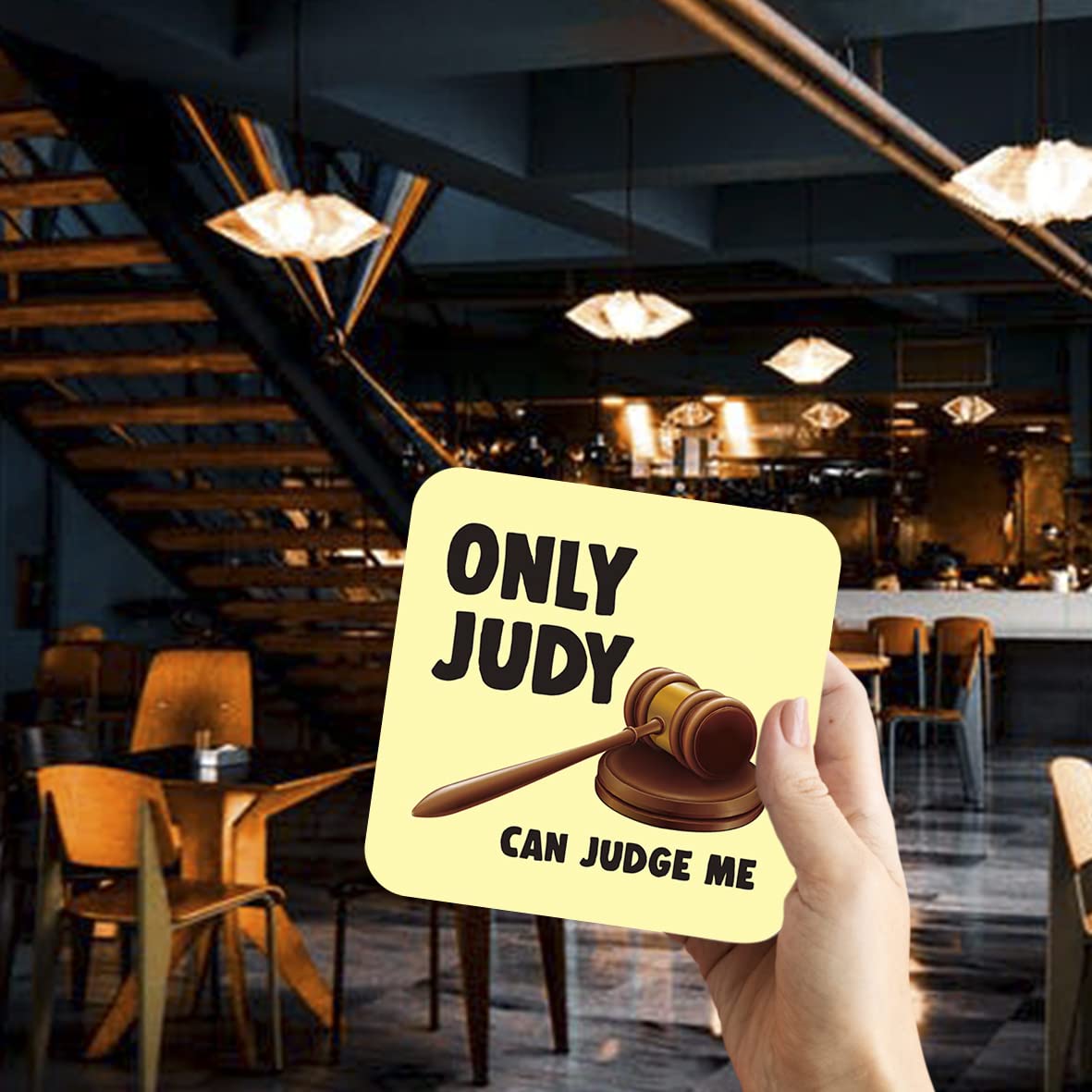 CS646 Only Judy can Judge me Novelty Funny Coffee Tea Drink Gift Glossy MDF Wooden Coaster