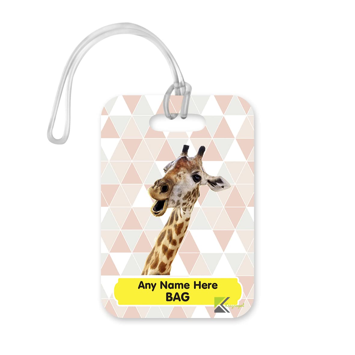 PLT250 Personalised Name's Bag with Giraffe Image Novelty Funny Unique Designer Gift Glossy Plastic Suitcase Luggage Tag