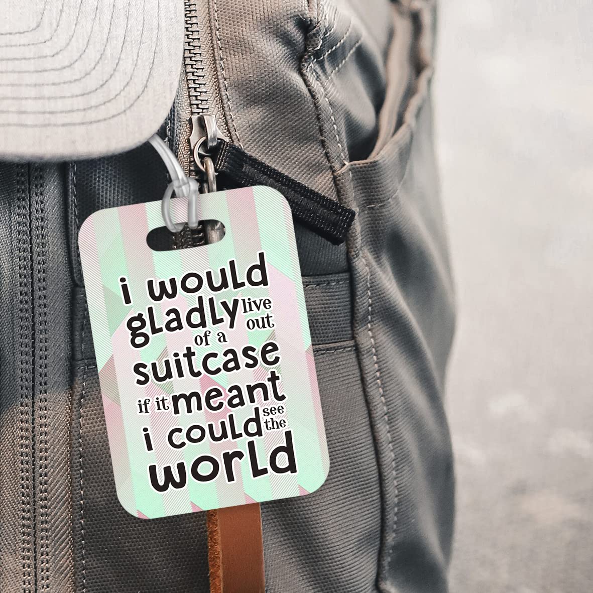 LT209 I Would Gladly Live Out of a Suitcase, if it Meant i Could See The World Novelty Funny Unique Designer Gift Glossy Plastic Suitcase Luggage Tag