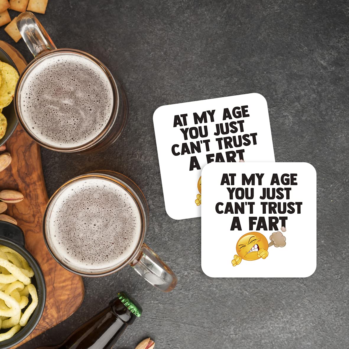 CS724 at My Age You just Can't Trust a Fart Novelty Funny Coffee Tea Drink Gift Glossy MDF Wooden Coaster