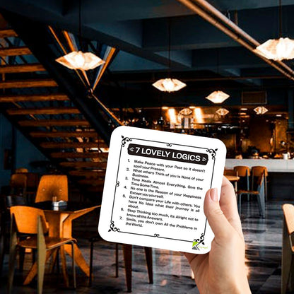 CS891 7 Lovely Logics Funny Coffee Tea Drink Gift Glossy MDF Positive Affirmation Wooden Coaster | Motivational Quote | Gifts for Women, Men, Friend | Motivational Quote Gifts for Women Men Friend
