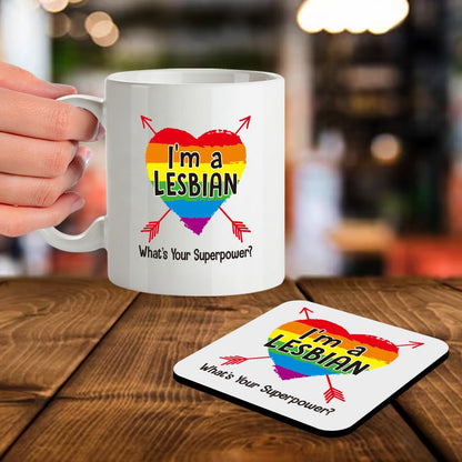 Kruzroyal SM024 I'm a Lesbian, What's Your Superpower? - 11OZ Mug & Matching Coaster Set