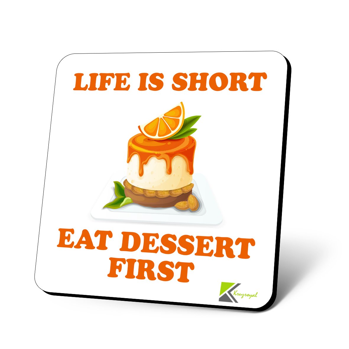 CS716 Life is Short Eat Dessert First Novelty Funny Coffee Tea Drink Gift Glossy MDF Wooden Coaster