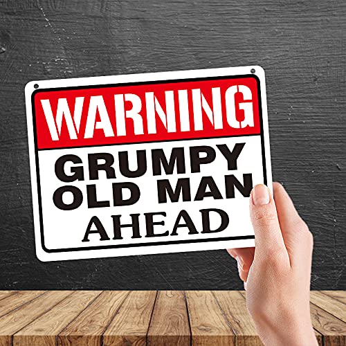 Kruzroyal MP397 Warning Grumpy Old Man Ahead. Funny Novelty Retro Vintage Metal Wall Sign Plaque 20cm x 15cm