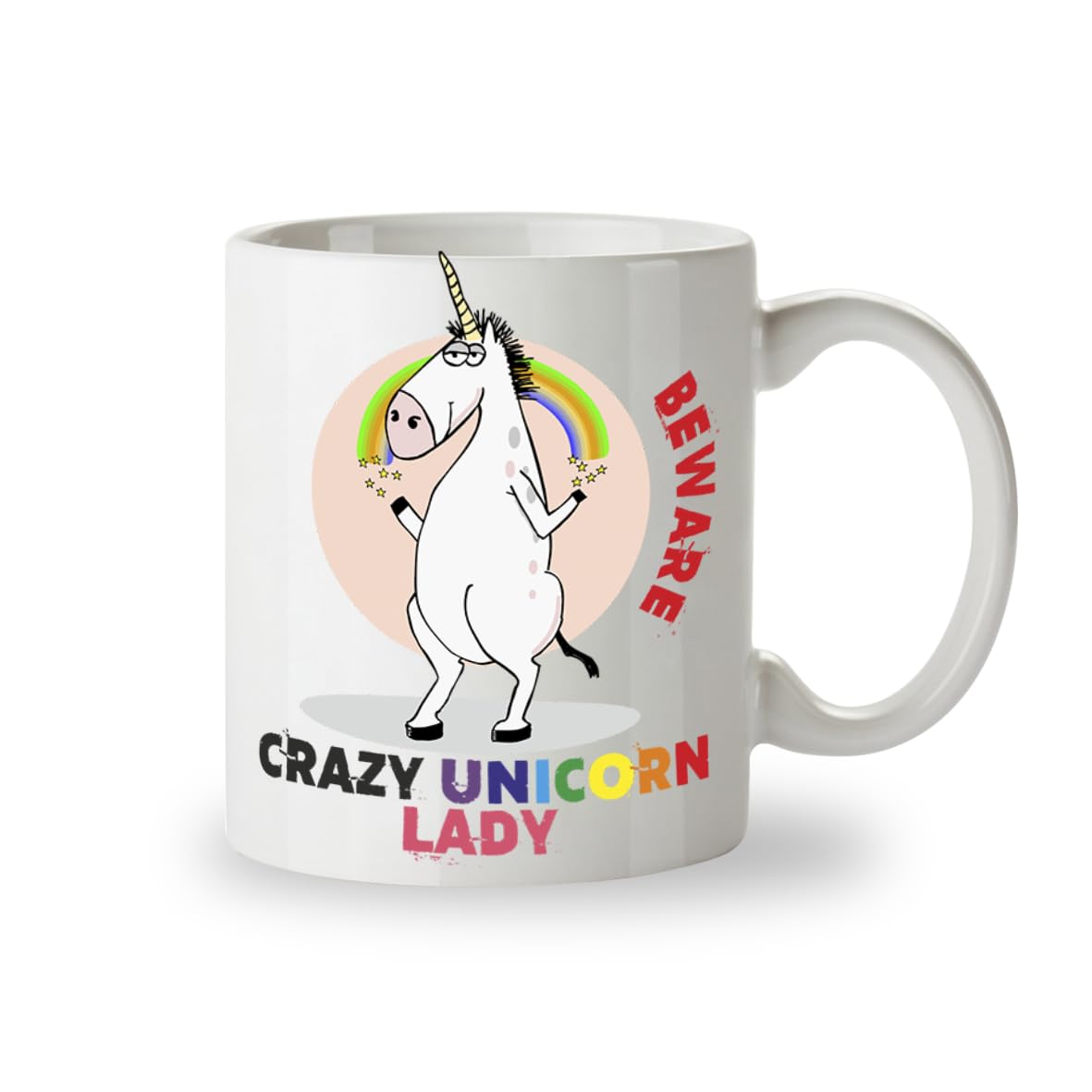 Kruzroyal Crazy Unicorn Lady Funny Mug, Novelty Coffee Cup, Gift for Women, Friend