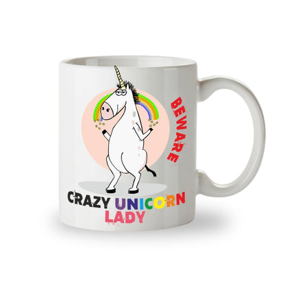Kruzroyal Crazy Unicorn Lady Funny Mug, Novelty Coffee Cup, Gift for Women, Friend