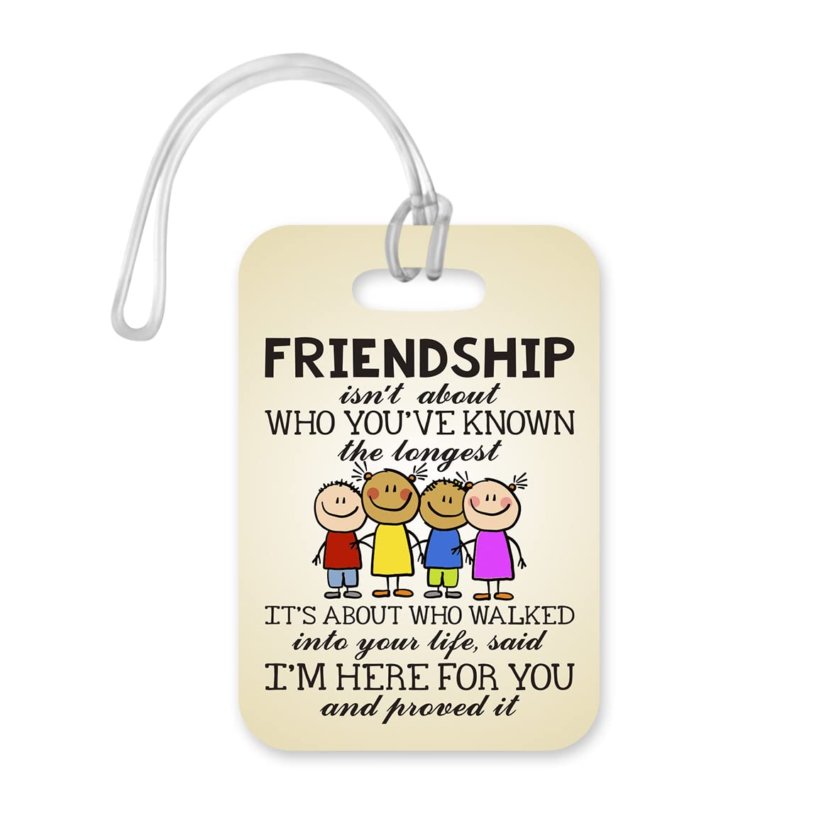 LT187 Friendship Isn't About Who You Have Known Longest Novelty Funny Unique Designer Gift Glossy Plastic Suitcase Luggage Tag