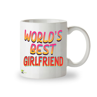 Kruzroyal DZ836 World's Best Girlfriend Mug 11oz - White Ceramic Coffee & Tea Cup - Romantic Birthday, Anniversary, Valentine's Present for Her